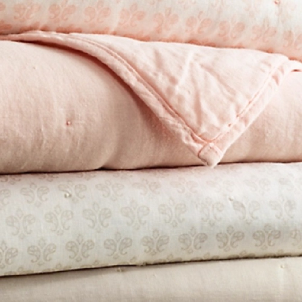 NWT Restoration Hardware Washed Organic Linen Toddler Blanket (Pink)